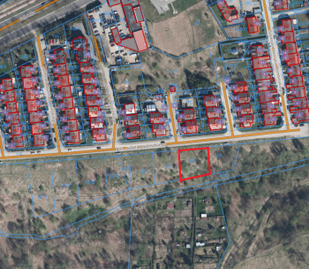 Mapka ulicy Dwernickiego z zaznaczoną działką