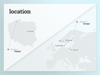 grafika prezentująca lokalizację Słupska w Polsce i Europie (mapa)