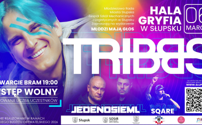 baned wydarzenia - zdjęcia artystów oraz ich nazwy, informacje dot. otwarcia bram koncertowych po lewej stronie na dole, miejsca i data wydarzenia w prawym gónym rogu. Kod QR do wydarzenia po prawej stronie na dole