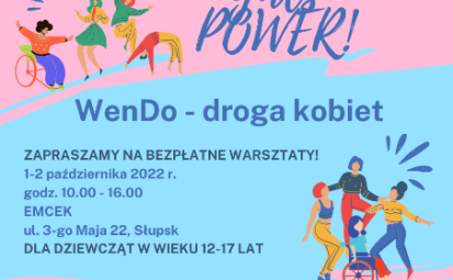 plakat informacyjny dotyczący warsztatów dla nastolatek WenDo droga kobieto