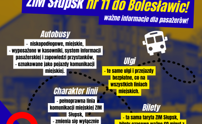 Grafika informacyjna dot. nowej linii autobusowej nr 11
