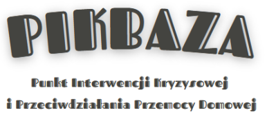 białe tło, czarny napis PIKBAZA Punkt Interwencji Kryzysowej i Przeciwdziałania Przemocy Domowej