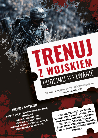 Na zdjęciu widzimy plakat zapowiadającynabór do wojska z treścią jak w artykule; grafika na plakacie - żołnierz w terenie