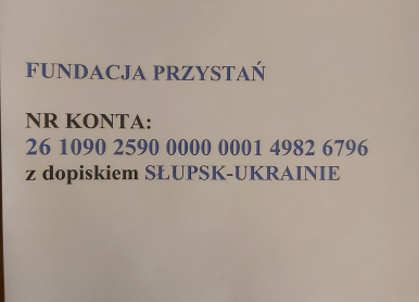 Na zdjęciu widzimy nr konta, na który można przelewać pieniądze na pomoc Ukrainie - jak w treści artykułu