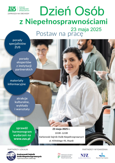 Plakat informujący o zbliżającym się dniu osób z niepełnosprawnościami