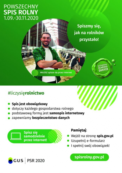 plakat Powszechnego Spisu rolnego 2020 - dane dotyczące spisu