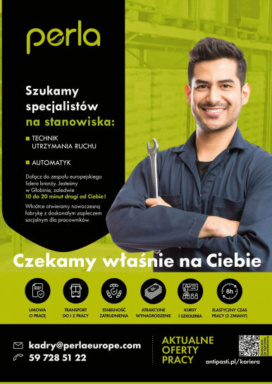 Plakat z mężczyzną w dłoni trzyma metalowy klucz do śrub