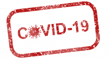 (fot. pixabay) na szarym tle czerwony napis COVID-19
