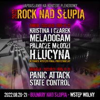 plakat z nazwami wykonawców w ramach festiwalu Rock nad Słupią