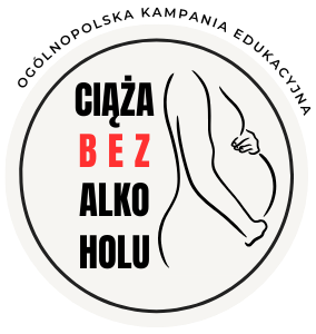 plakat przedstawia rysy ciężarnej kobiety oraz napis ogólnopolska kampania edukacyjna ciąża bez alkoholu