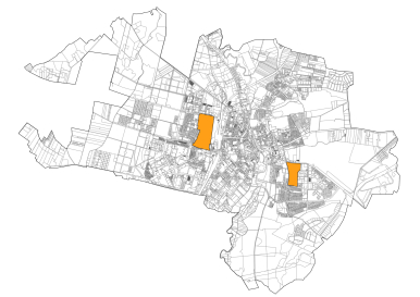 mapa miasta z zaznaczonymi planami Sobieskiego i Kasztanowa