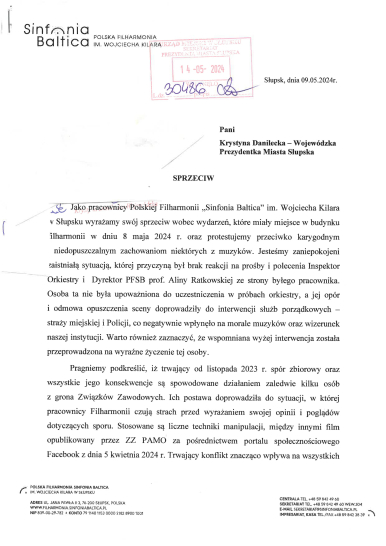 Tekst pisma jak w treści artykułu