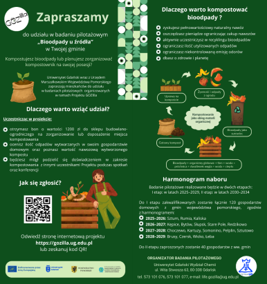 Ulotka dotycząca badań pilotażowych "Bioodpady u źródła"