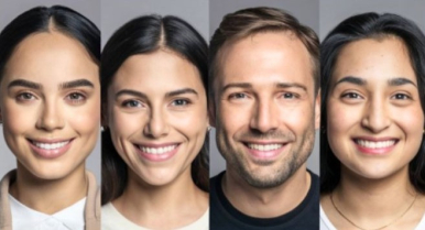 Na zdjęciu widoczne twarze trzech kobiet i mężczyzny róznego pochodzenia etnicznego