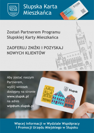 Plakat nabór partnerów do Słupskiej Karty Mieszkańca