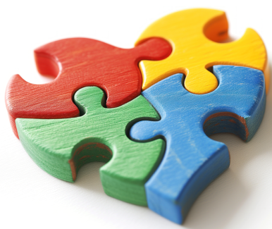 Na zdjęciu serce ułożone z kolorowych puzzli