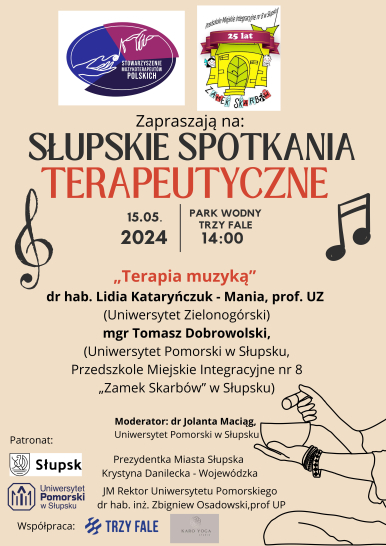 Plakt informacyjny z tekatem jak w artykule; grafika dłonie , naczynie, nutki