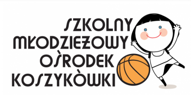 Logo  - grafika SMOKów, duży napis z chłopcem i piłką do basketu.