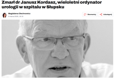 Zdjęcie doktora kordasza- zrzut ekranu z GP.24 - źródło artykuł Magdalena Olechnowicz