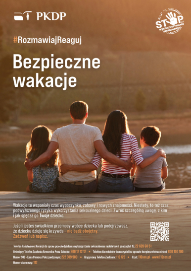 Plakat informujący o akcji bezpieczne wakacje