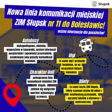 Grafika informacyjna dot. nowej linii autobusowej nr 11