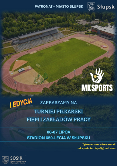 Plakat turnieju - stadion 650-lecia i informacje o zmaganiach.