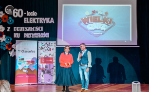 Na zdjęciu Beata Chrzanowska, Zastępca Prezydenta Miasta Słupska oraz Marcin Pogorzelski z Photon Entertainment