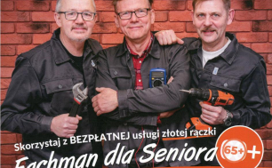 zdjęcie przedstawia trzech mężczyzn, fachowców, którzy wykonują bezdpłatne usługi złotej rączki