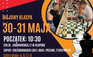 Plakat informacyjny z grafiką szachową i treścią jak w artykule