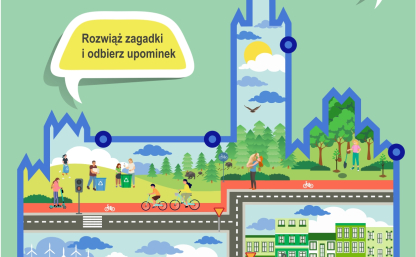 plakat obrazujący Miasto Słupsk, na którym znajdują się elementy graficzne