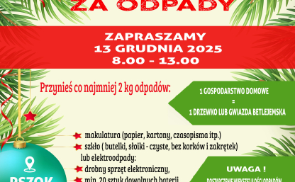 plakat promujący akcję "Choinka lub gwiazda betlejemska za odpady"