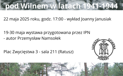 Plakta informacyjny z tekstem jak w artykule i grafika : miejsca pamięci Ofiar