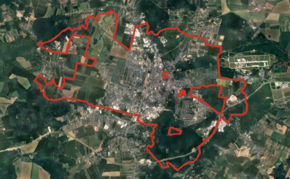 mapa miasta, oznaczone tereny objęte konsultacjami