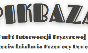 białe tło, czarny napis PIKBAZA Punkt Interwencji Kryzysowej i Przeciwdziałania Przemocy Domowej