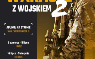 Plakat promujący szkolenie pn. Wakacje z wojskiem 2