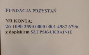 Na zdjęciu widzimy nr konta, na który można przelewać pieniądze na pomoc Ukrainie - jak w treści artykułu