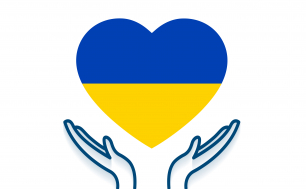 Grafika przedstawiająca flagę Ukrainy w kształcie serca