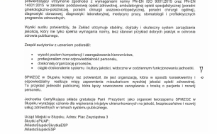 List potwierdzający Certyfikację wystawiony przez Prezesa PCC-CERT Magdalenę Szwak