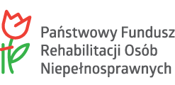 logo PFRON - tulipan i napisz Państwowy Fundusz Rehabilitacji Osób Niepełnosprawnych