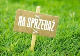 Na zdjęciu widzimy tablicę informującą z napisem na sprzedaż, wokoło zielona trawa