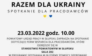 plakat z barwami Ukrainy i programem spotkania 23.03.22 godz 10:00