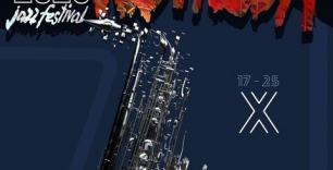 plakat XXVI Komeda Jazz Festiwal - na plakacie saksofon i napis "XXVI Komeda Jazz Festiwal 17-25 X 2020"