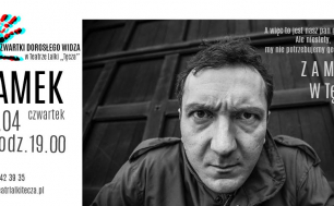 Plakat do wydarzenia Zamek  w Tęczy 28.04.2022 godz 19.00, czarno białe zdjecie twarzy aktora