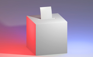 Zdjęcie przedstawia urnę do głosownia.