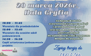 Moc Słowa, 20 marca Hala Gryfia plakat informacyjny z tekstem jak w artykule