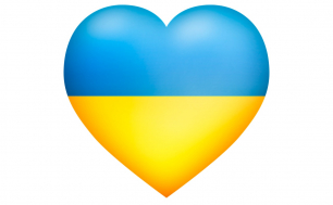 Na zdjęciu widzimy serce w barwach Ukrainy - niebieskich i żółtych.