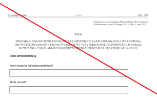 Grafika przedstawia arkusz wniosku