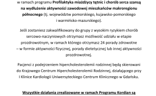 Grafika przedstawia plakat zapraszający do skorzystania z Programu "Kordian".
