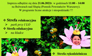 Plakat informacyjny, czarny napis na zielonym tle zapraszający do wzięcia udziału w obchodach Dnia Godności Osób z Niepełnosprawnością Intelektualną