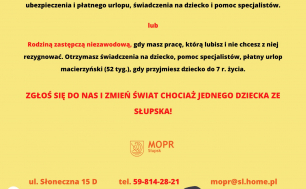 Na zdjęciu widzimy plakat z danymi informacyjnymi jak w treści artykułu oraz grafikę przedstawiającą rodzinę - 2 dorosłe osoby i 3 dzieci